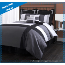 6 Piece Black Gray Cross Printed Polyester Comforter Set